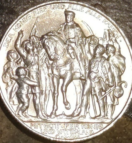 1913 Unc. Prussia Germany 2 Mark Wilhelm II 1813 Defeat of Napoleon KM#: 534 - Picture 6 of 10