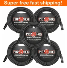 5 Pack Pig Hog PHM30 XLR High Performance 8mm Microphone Cable, 30 Ft - New