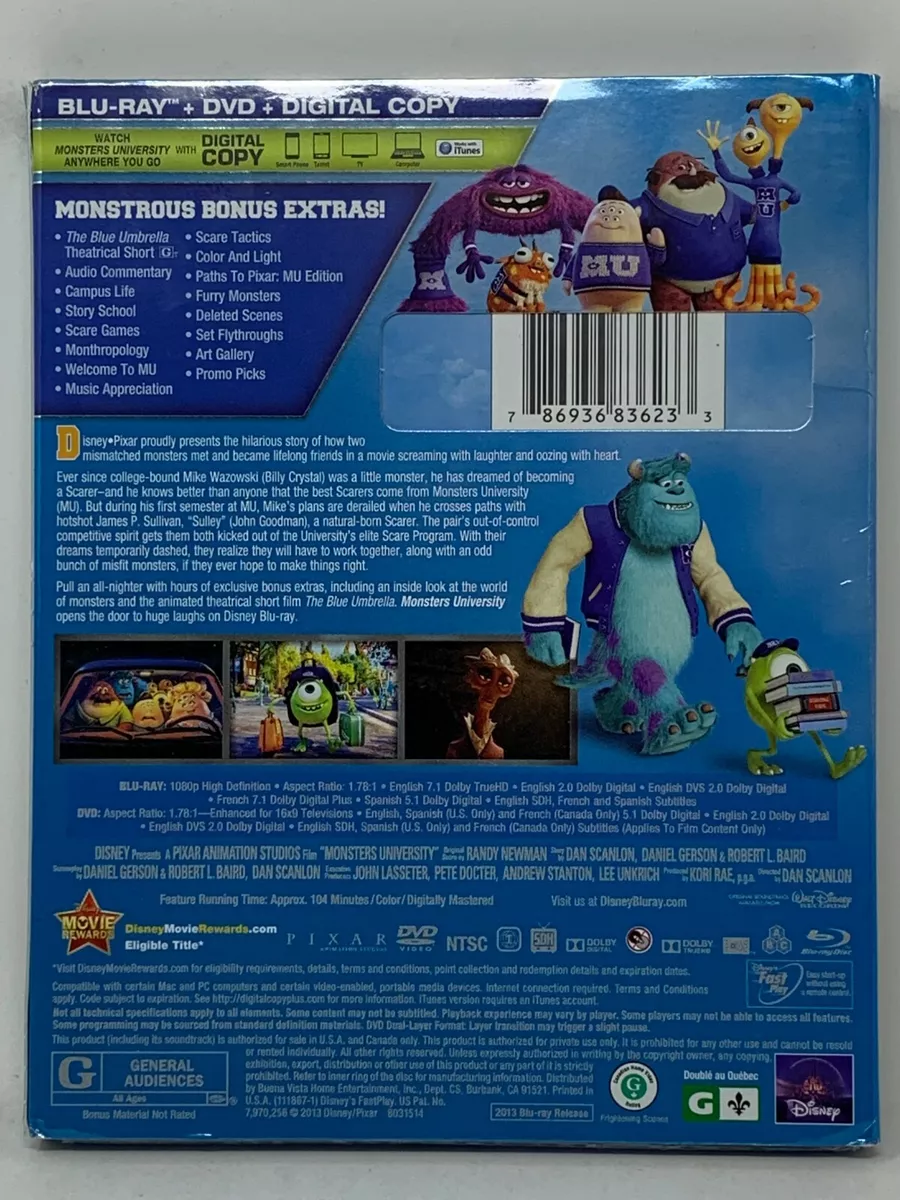 MONSTERS INC + MONSTERS UNIVERSITY 2 Blu-ray+ 2 DVD + BOTH W/ OOP SLIPCOVERS