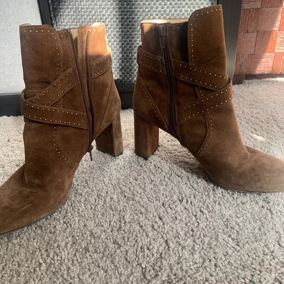 Ann Taylor Women’s Mid Calf Boots Brown Gold Hardware Size 11M - Image 2 of 4