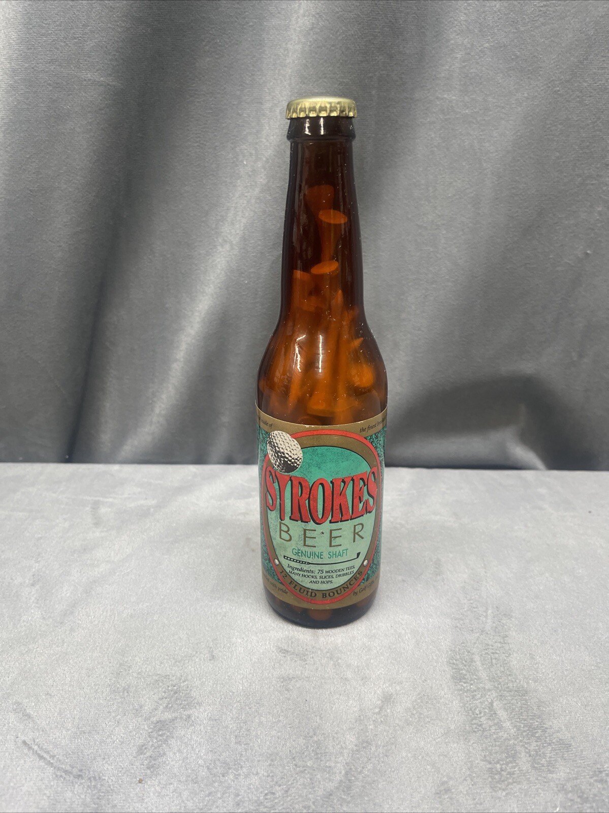 Gag Gift Strokes Beer Bottle With 75 Wood Golf Tees New Cap 