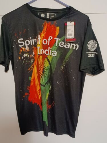 India ICC Cricket 2011 World Cup Black Tee Shirt Size Small  - Afbeelding 1 van 4