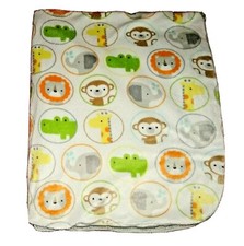 Circo Lion Monkey Giraffe Elephant Alligator Soft Baby Blanket Gray Sherpa Back