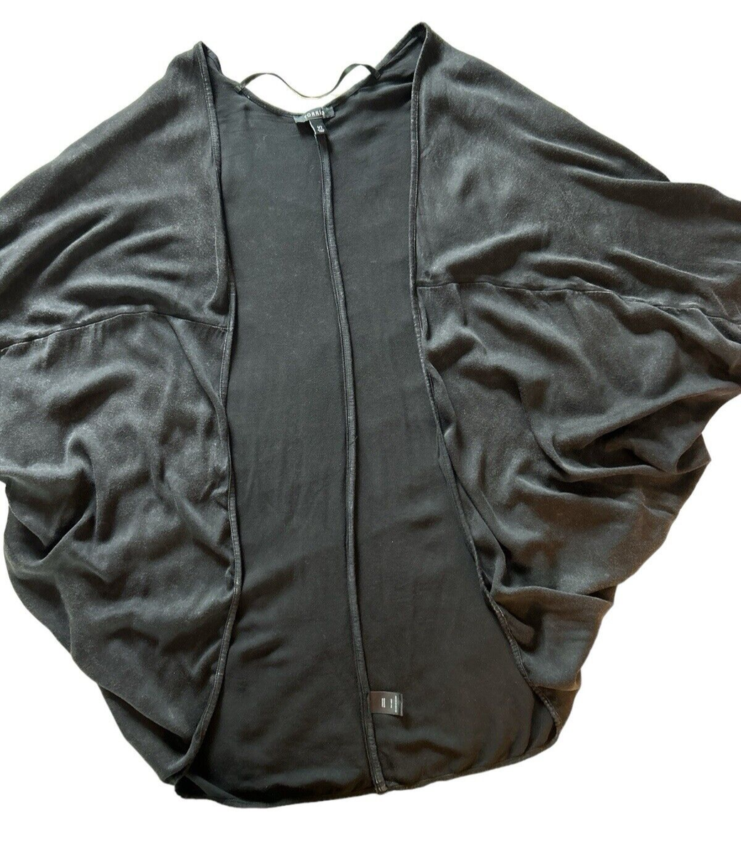 Torrid Sunwashed Black Cocoon Open Front Dolman Sleeve Torrid Sunwashed Black Cocoon Open Front Dolman Sleeve