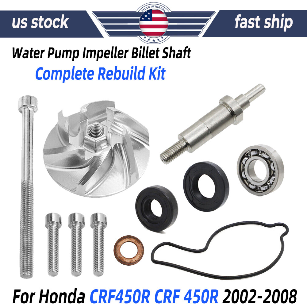 For Honda CRF450R Water Pump Impeller Billet Shaft Complete Rebuild Kit 2002-08