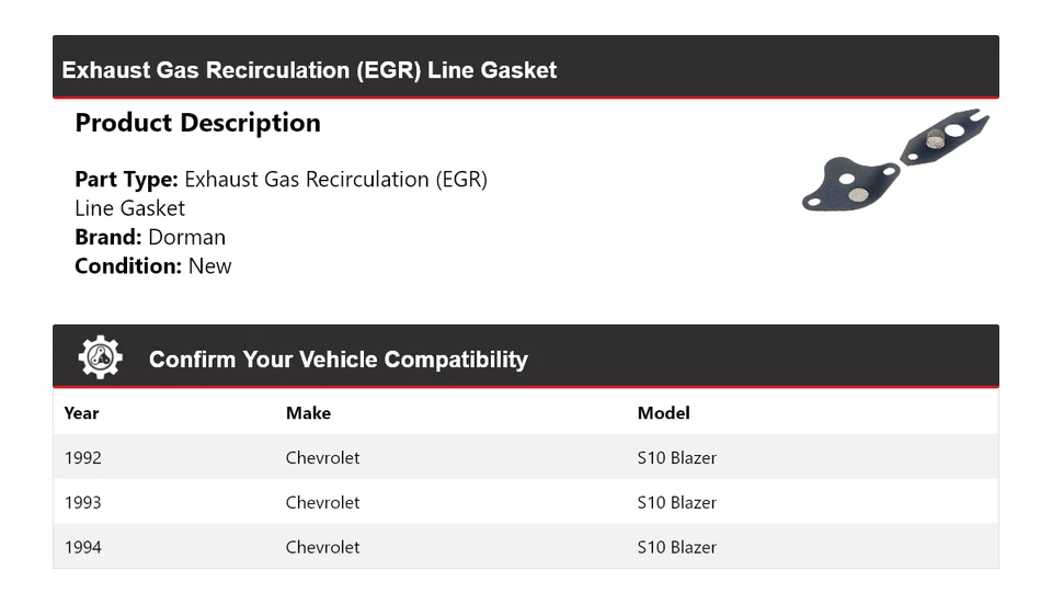 Junta de línea EGR 1993 para Chevrolet S10 Blazer Dorman 1992-1994 Foto 2 de 4