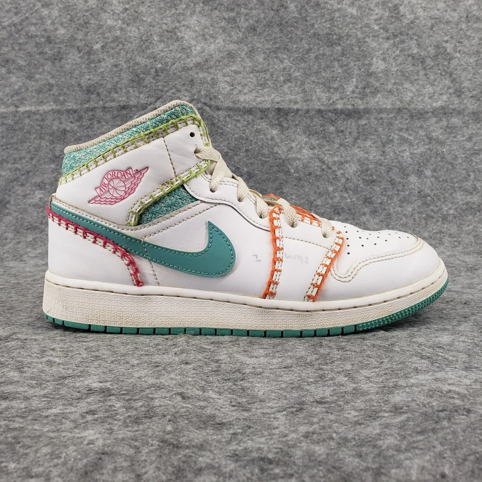 Nike Air Jordan 1 Mid SE Stitch Multi Knit 6.5Y Mujer 8.5 Blanco DM6218-100 LEER Foto 4 de 4