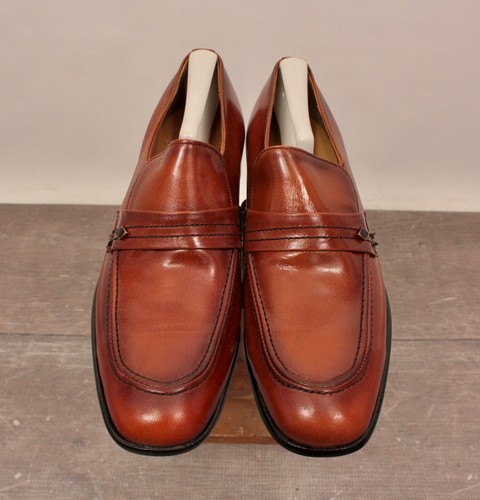 Mens VTG NOS 60s 70s Brown Leather Loafers Sz 10 B 1960s 1970s Stacy Adams Shoes - Picture 2 of 9
