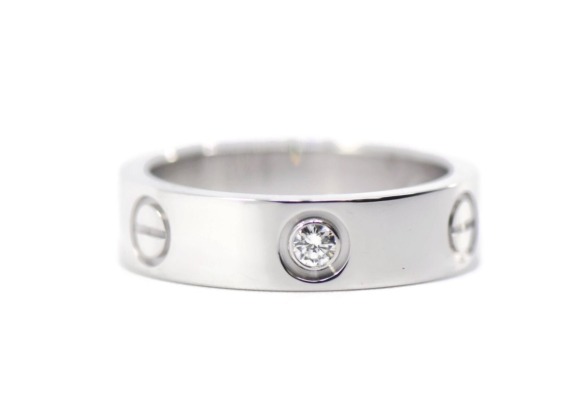 Cartier 3 Diamond 18k White Gold Love Ring Size 56 | eBay