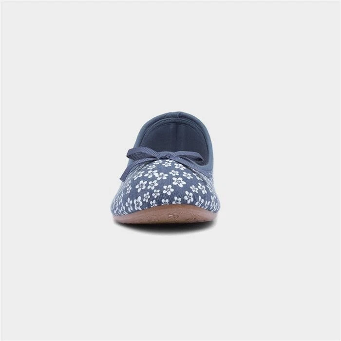 Lilley Drew Womens Navy Floral Ballerina Style Shoes  - Image 3 of 4