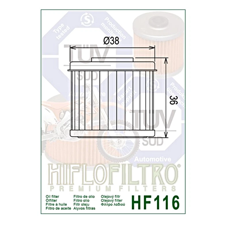 Honda CRF450R HiFlo Oil Filter HF116 CRF450 CRF 450R 450 - Pack of 5 - Image 2 of 4
