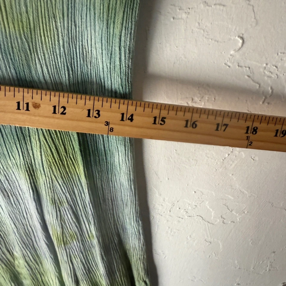 Vestido Barbara Lesser Vintage Años 90 Azul Verde Tie Dye Maxi Manga Corta Boho Artístico Foto 2 de 4