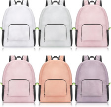 6 Pcs 17 Inch Backpacks in Bulk Foldable Basic Colorful Assorted Colors Lightwei