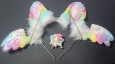 Cosplay Rainbow Sweets Bunny Ears Headband And Whipped Cream Accessory