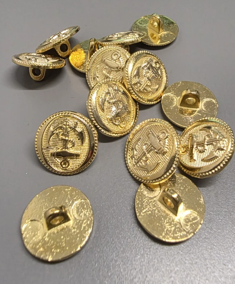 8 Metallknöpfe jacke mantel öse Knopf Messing Gold 14 mm rostfrei Designer - Bild 2 von 3