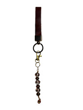 Beaded Keychain Purse Charm Bag Clip Glass Leather Handmade New