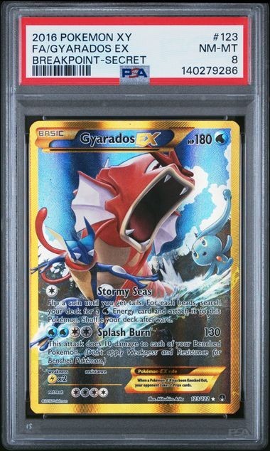 2016 POKEMON XY BREAKPOINT SECRET #123 FULL ART/GYARADOS EX PSA 8 NEW CERT