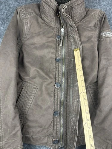 Abercrombie & Fitch Adirondack Jacket Canvas Fur Lined Brown Fade Vintage Mens L image 2