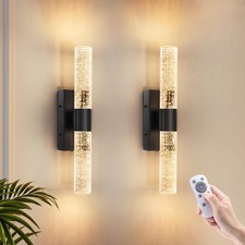 Battery Operated Wall Sconces Set of Two,Black Sconces Wall Decor Set of 2,Wi...