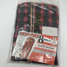 NEW NOS Travel Auto Bag Trip-pac 8 Dress 22" x 54" x 4" Red  Black Plaid