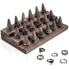 3-Tier Wood Ring Display Stand,18 Fingers Wooden Ring Holder for Jewelry Stor...