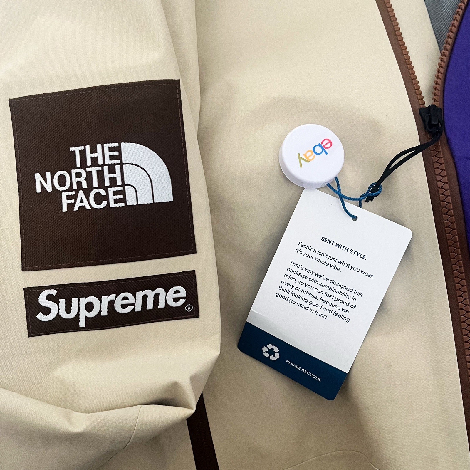 2024 Supreme / The North Face Split Taped Seam Shell Jacket Cream Purple small image 2
