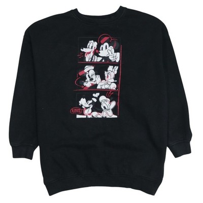 Disney Damen Pullover Sweatshirt schwarz XS Mickey & Friends Grafikdruck