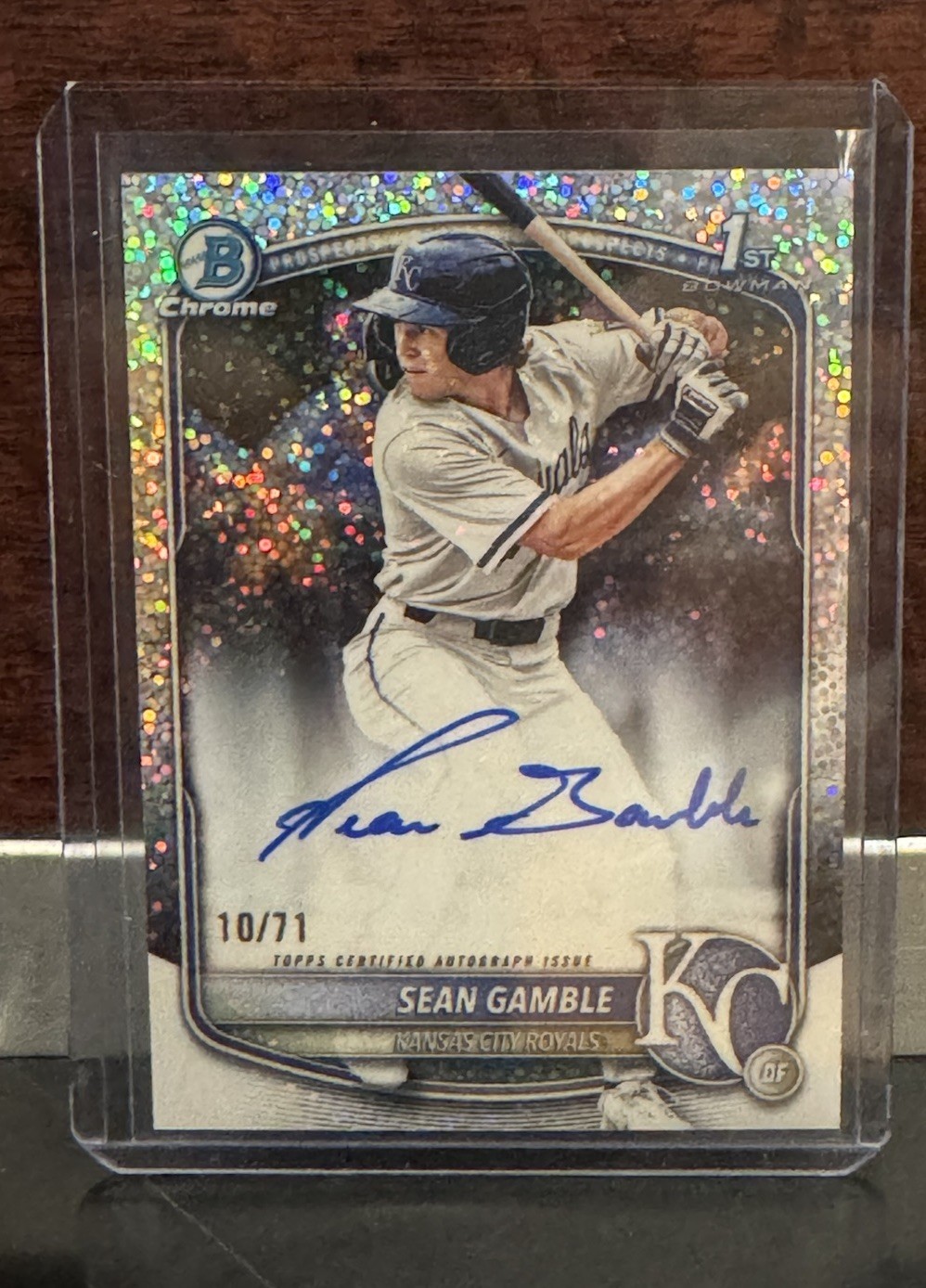 2025 Bowman Draft Chrome 1st SEAN GAMBLE Autograph SPARKLE Ref. AUTO #/71 ROYALS
