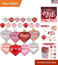 Valentine's Day Heart Ornaments 48pcs Heart Baubles Decorations Romantic Love
