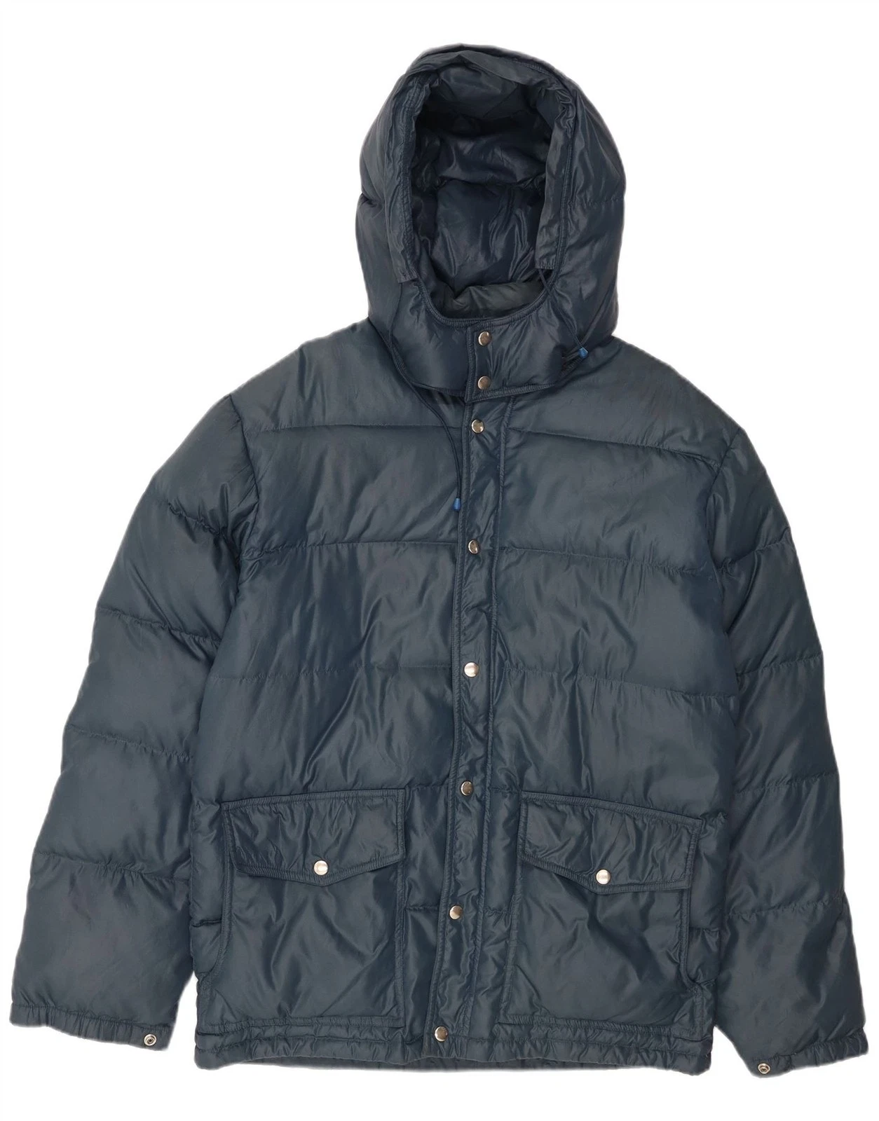 VINTAGE Mens Hooded Padded Jacket UK 38 Medium Navy Blue CY02