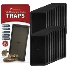 Super Glue Traps 20 Pack for Mice & Snakes, Larger, Heavier Sticky Traps with...