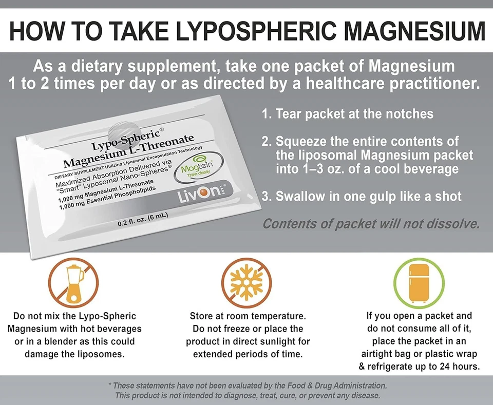 L-треонат магния Lypo-Spheric — 30 пакетов — 77 мг в упаковке - Изображение 2 из 4