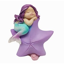 Aquarium Ornament Little Mermaid on A Star Cute Fish Tank Decoration 9 cm x 8 cm