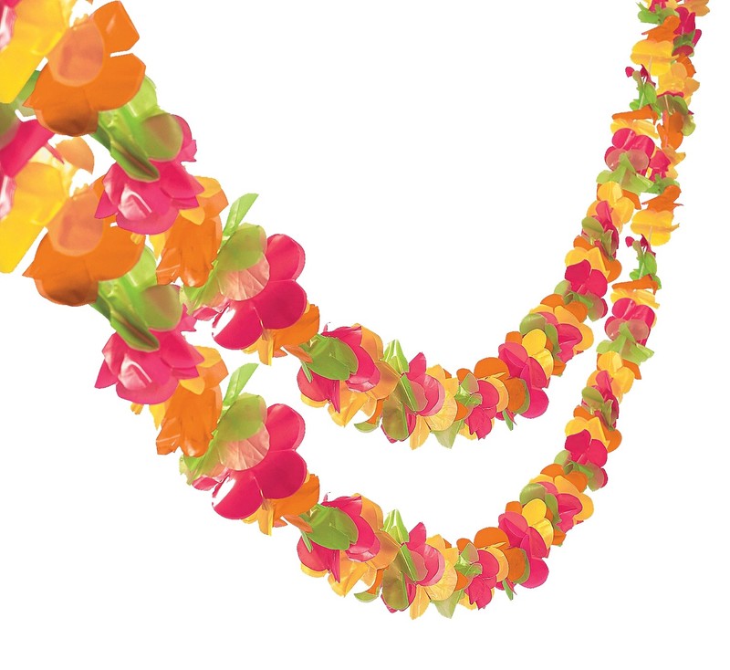 5 Pk Bright Plastic Lei Garland Total of 500 Feet Great for luau Hawaiian party