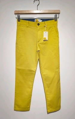 Boden Jungen Chinohose gelb Alter 9 schmale Passform Hose Reißverschluss Baumwollmischung neu