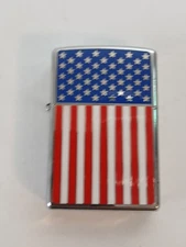 2001 Unfired Enamel American Flag Zippo Chrome Lighter - Older Insert *Read*