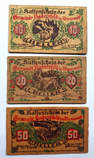 Hadersfeld Österreich 1920 - 10 20 50 Heller - 3 Holzscheine kompletter Satz Lokalausgabe