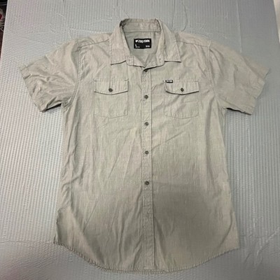 Zoo York Mens Button Down Shirt Short Sleeve Gray Casual Work Utility