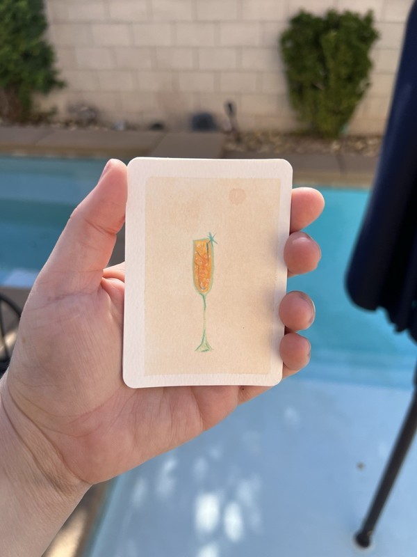 ACEO Original Art Card Bellini, Cocktail, Vintage Cocktail, 1950, Spirits