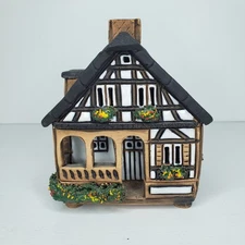Vintage German HANDARBEIT POTTERY Cottage House Votive Candle Holder 