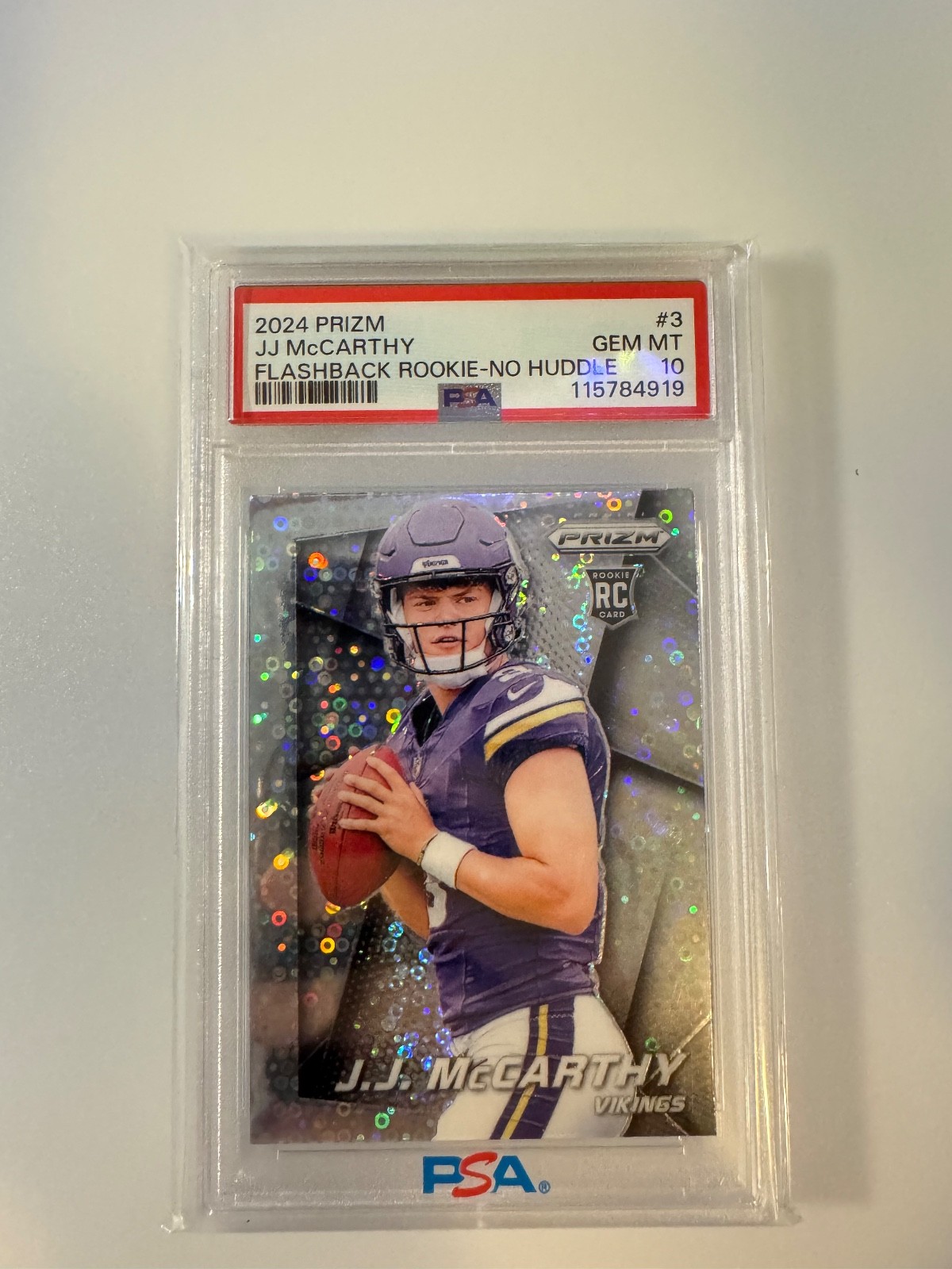 2024 PANINI PRIZM J.J. MCCARTHY FLASHBACK ROOKIE NO HUDDLE PSA 10💎