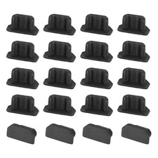 20pcs Silicone Micro USB Cap Port Cover Anti Dust Protector 6.5mmx2.3mm Black