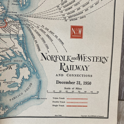 Norfolk Western Railway Railroad Annual Report With Map 1951 Train Ephemera