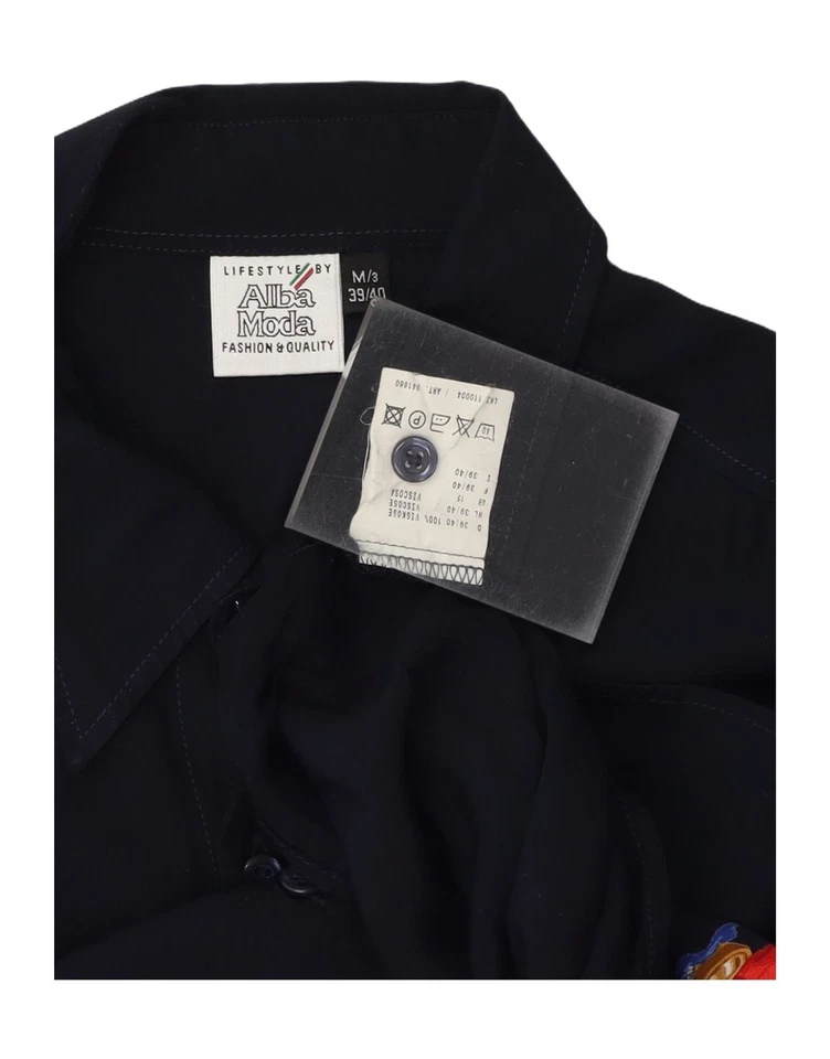 ALBA MODA Mens Graphic Short Sleeve Shirt Size 39/40 Medium Navy Blue DX09 - Image 3 of 3