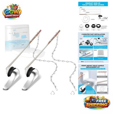 2 Pack Anti-Rust Toilet Handle Replacement with Stainless Steel Chains - Chrome