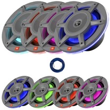 4x JBL 8" 500W 3-Way Gray Marine RGB LED Speakers, 4x 6.5" 300W Speakers, Wire