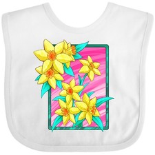 Inktastic Daffodils 90's Retro Colors Illustration Baby Bib Pop Culture Flowers