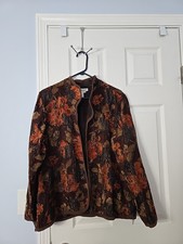 Coldwater Creek Womans Blazer Size L Embroidered Florial Designs
