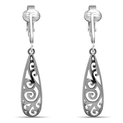 Moderne Silber Ohrhänger Clip On Ohrringe für Frauen & Clip-ons, nicht durchbohrte Ohren, Lo