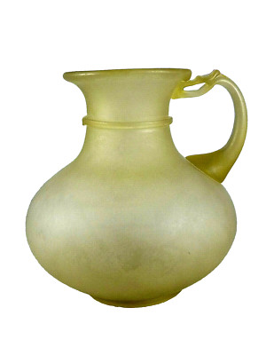 CCAA Glasgalerie Köln 1985, römische Nachbildung, Glas-Kanne / Schenk-Krug